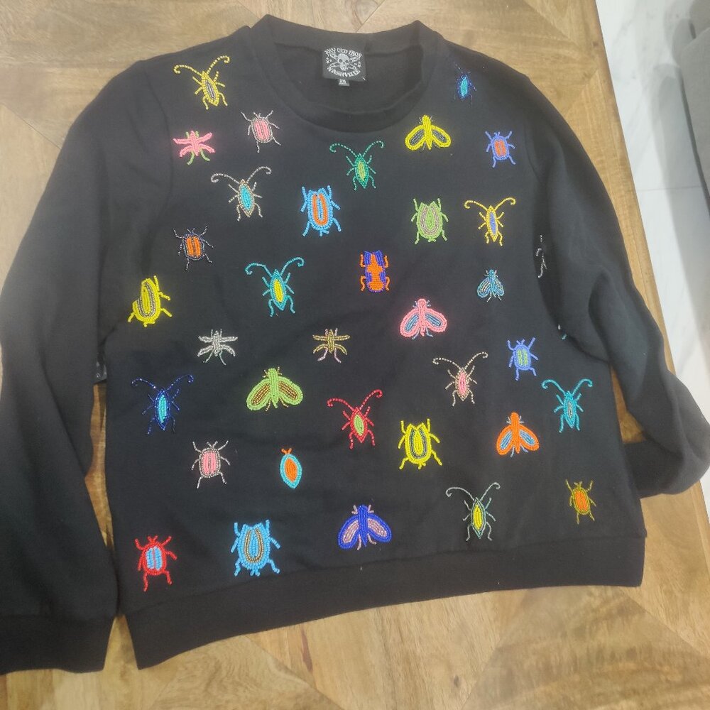 Any Old Iron insect beaded sweatshirt size 3xl New $278.00